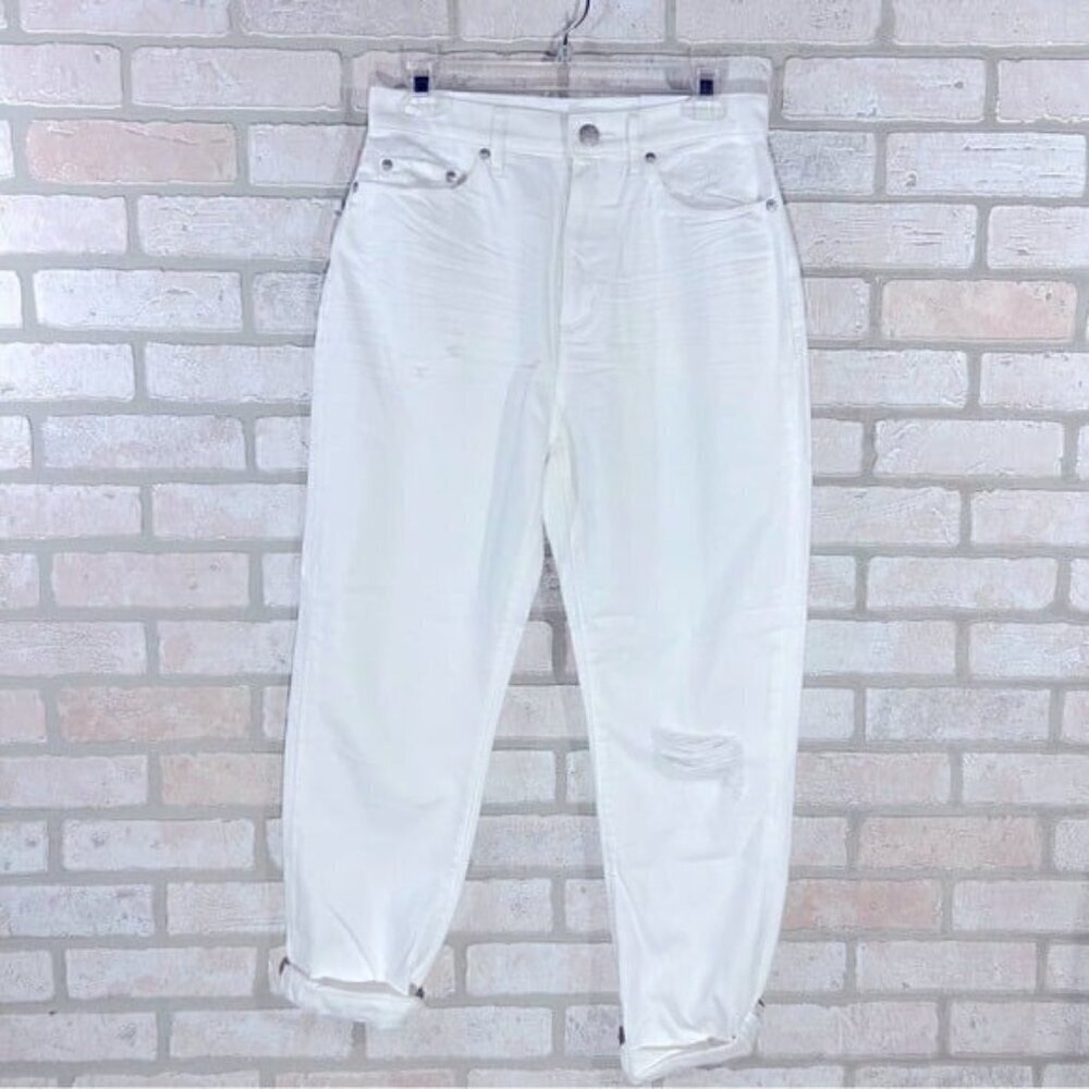 Loft NWT High Waist White Distressed Slim Pocket Boyfriend Jeans Size 26/2 - Picture 4 of 12